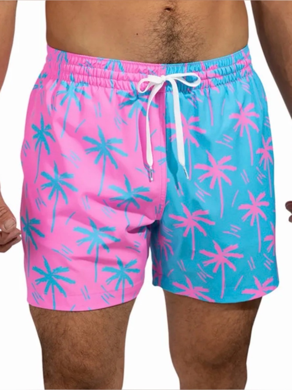 Chubbies Men's Pink & Blue Palm Print Swim Trunks